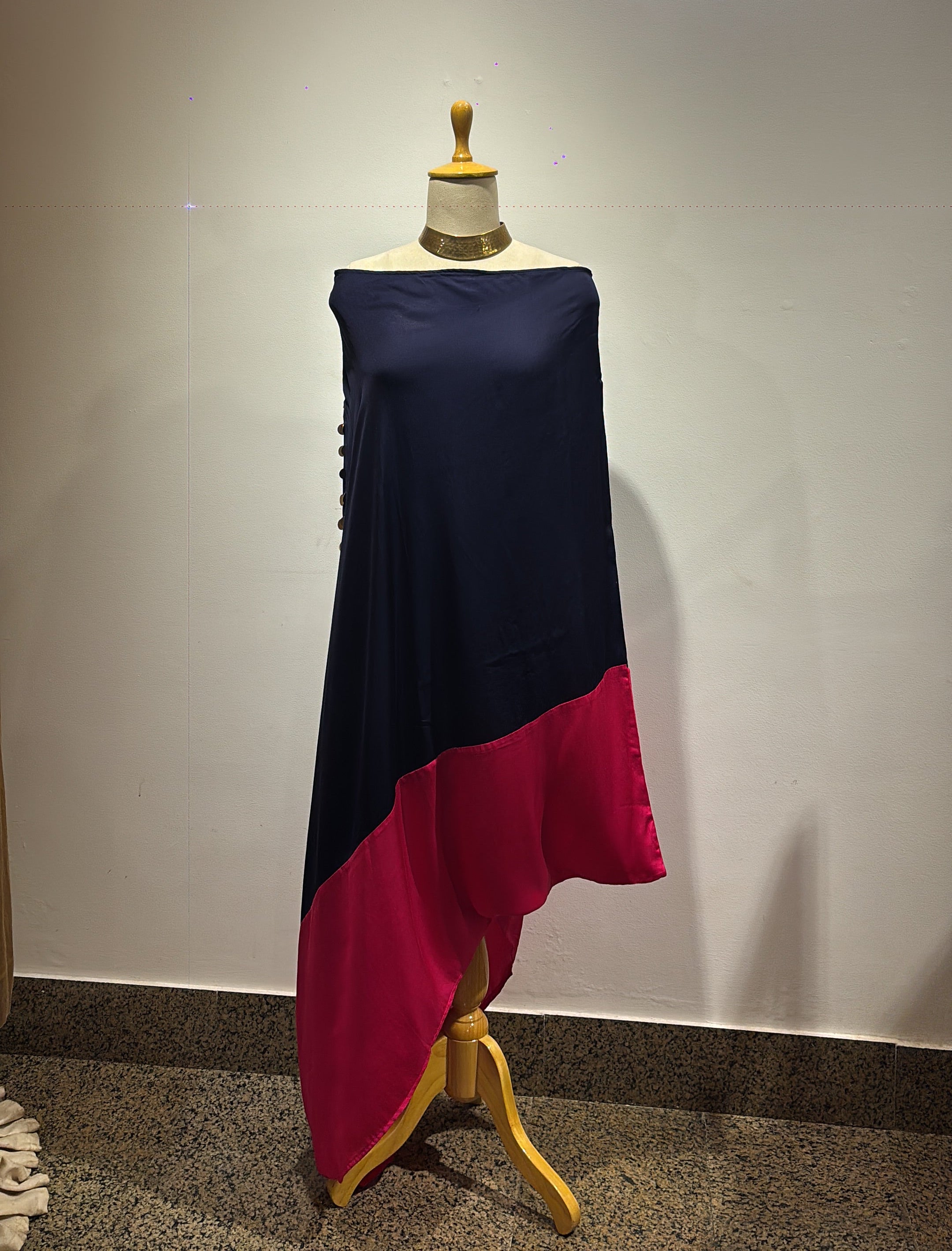 Cowl neck satin tunic
styled for festive evening wear