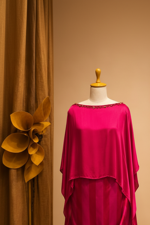 Bejewelled Cape & Cowl Skirt