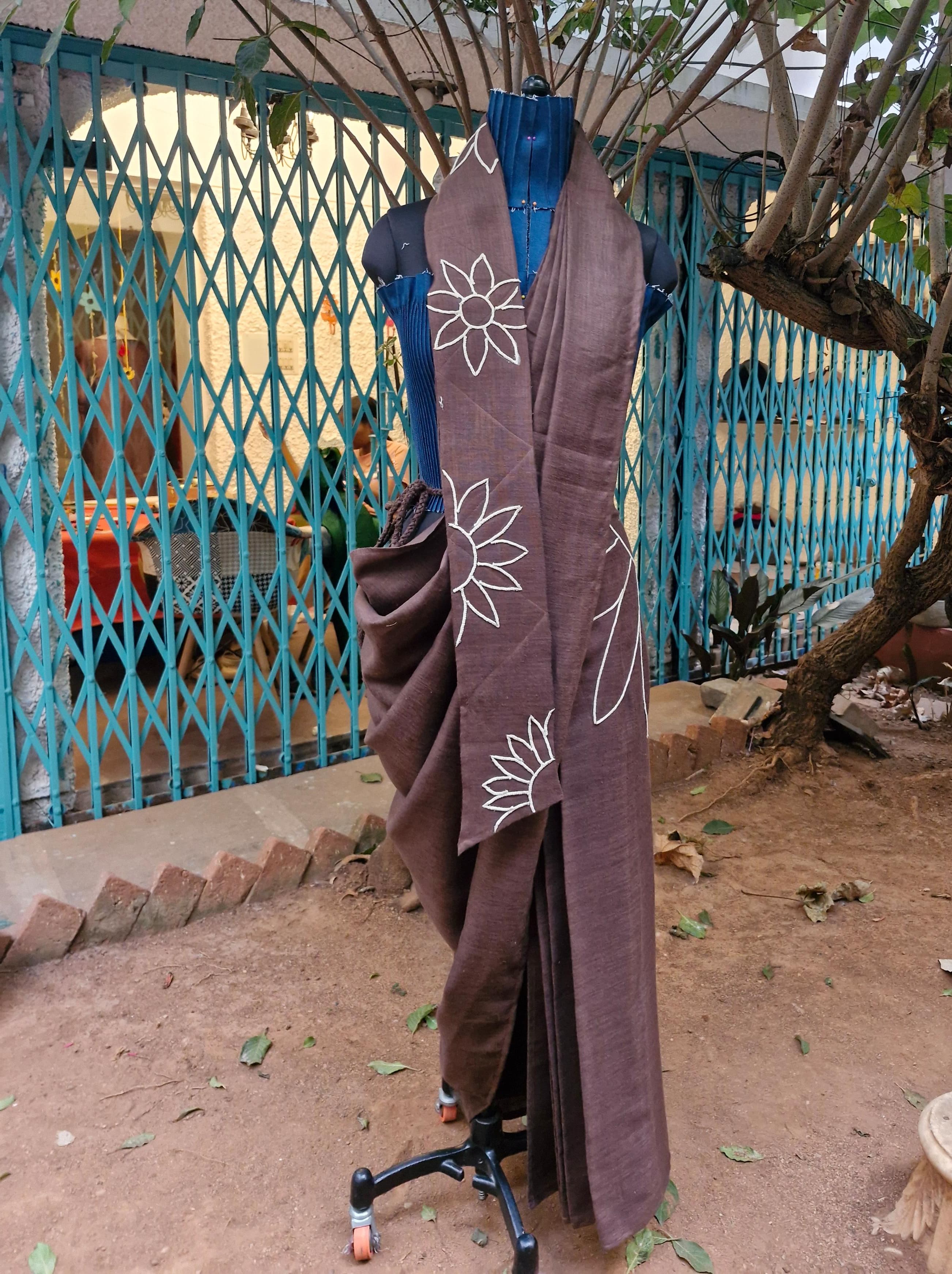 Linen blooming sunflower