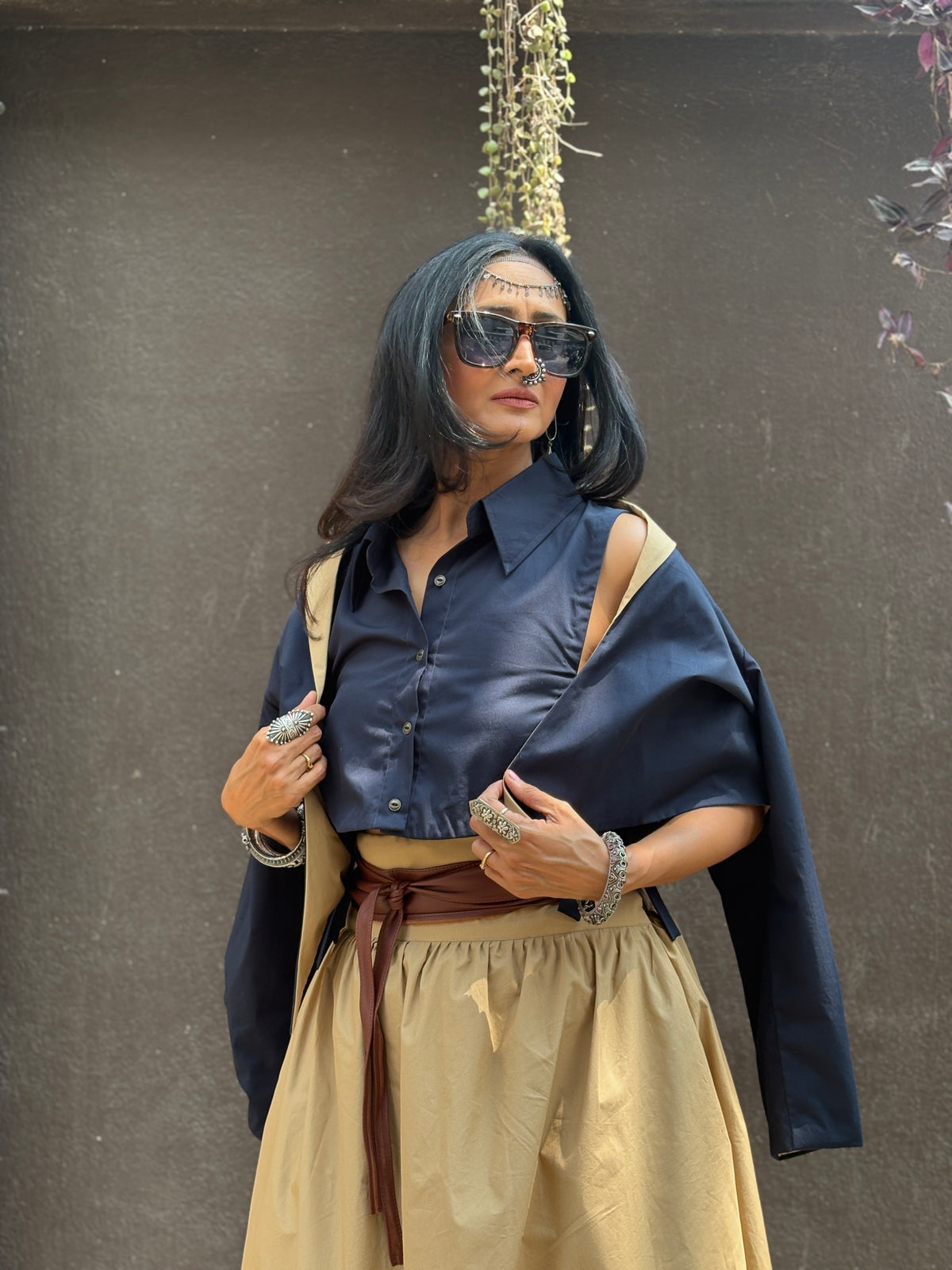 Balloon skirt- Navy bib set