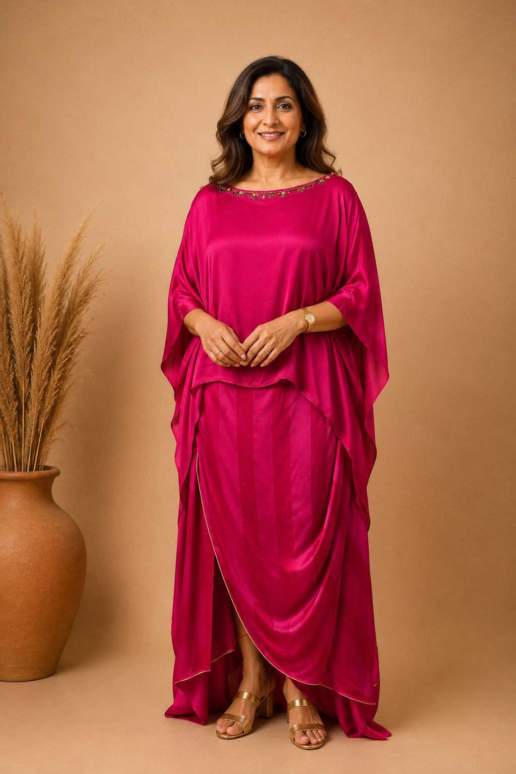 Bejewelled Cape & Cowl Skirt
