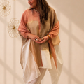 Auric Afghan Set with colour-blocked collared tunic, Afghan pants and abstract gold foil detailing