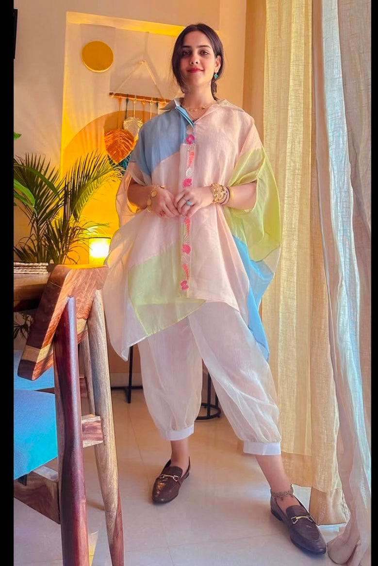 Colour block afghan set