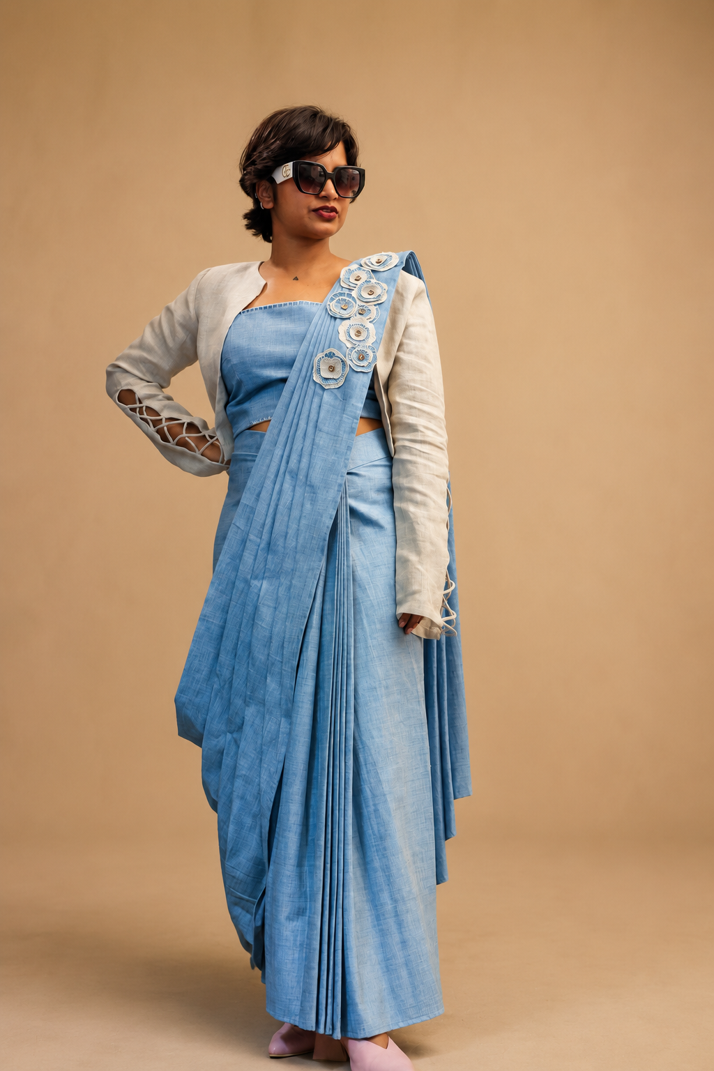 Denim drape