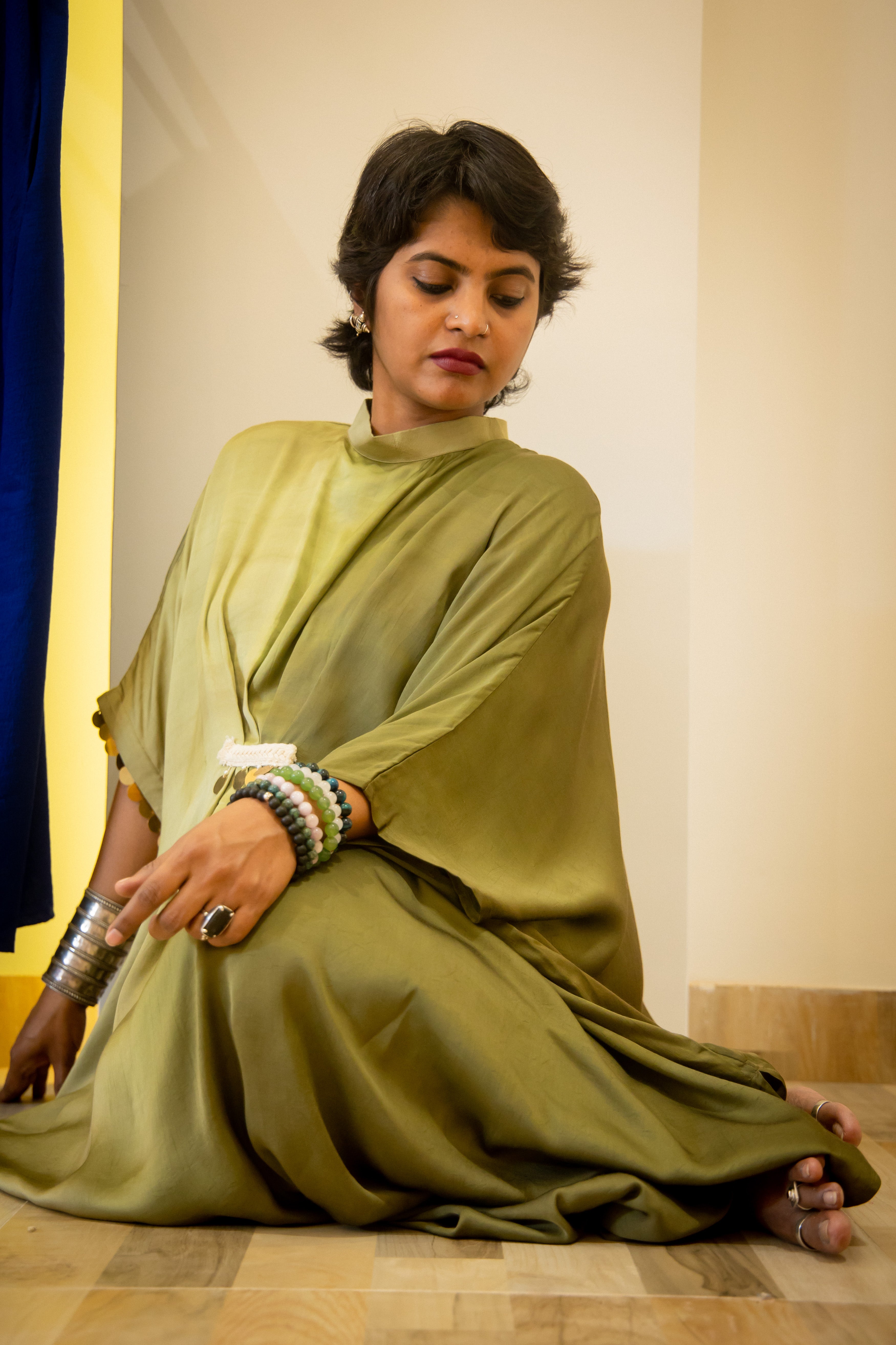 Drape Gown with gold embellishments