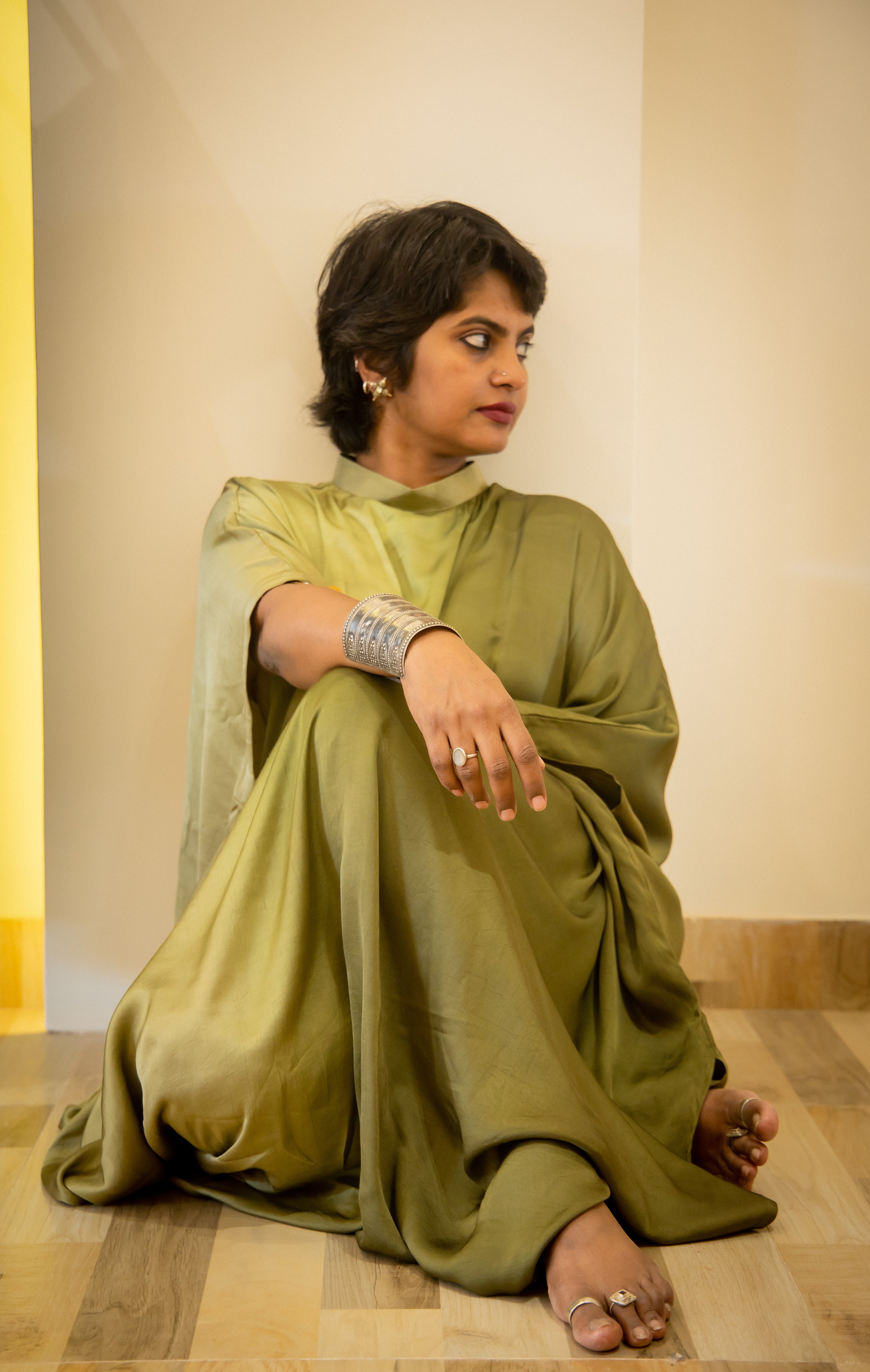 Drape Gown with gold embellishments