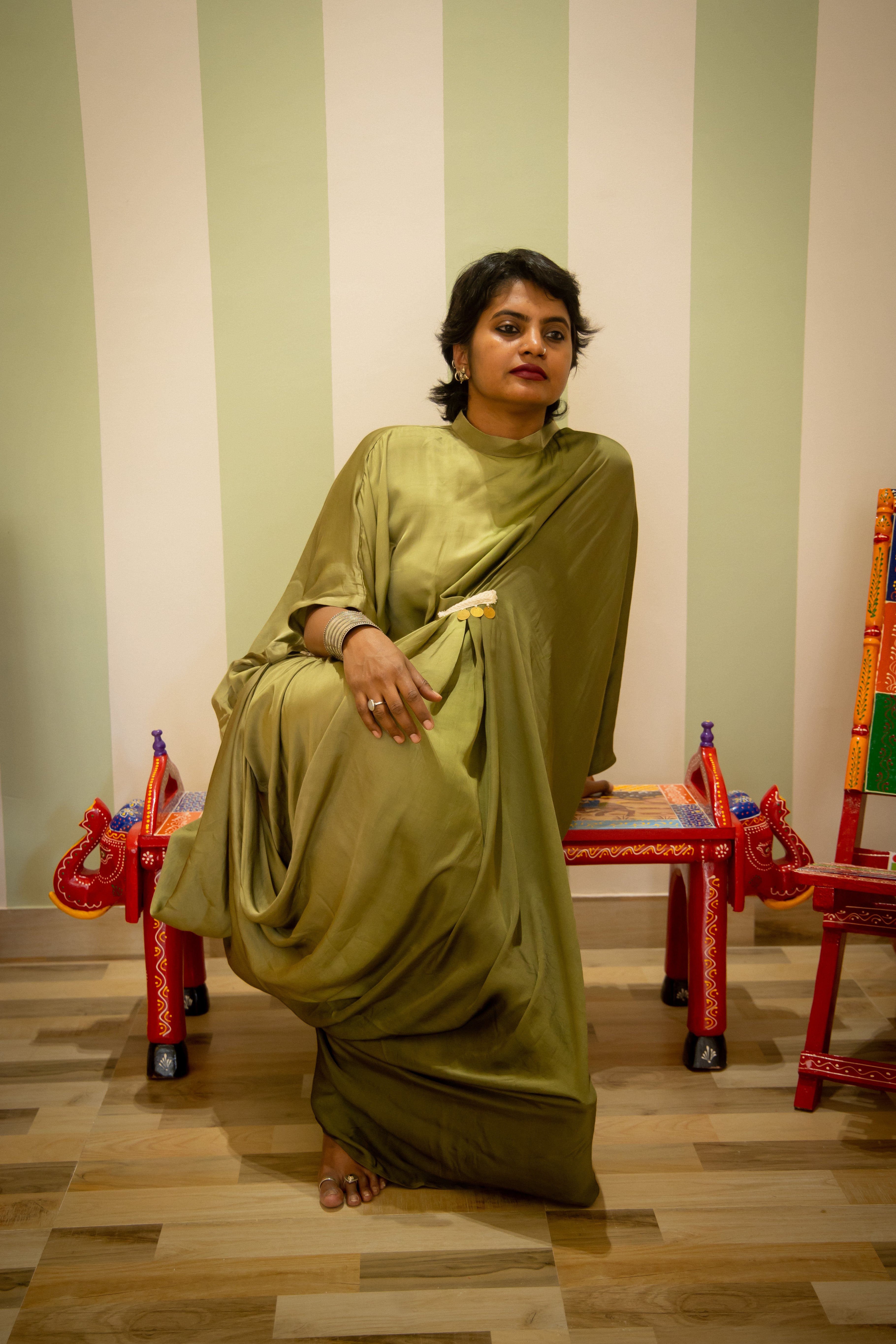 Drape Gown with gold embellishments